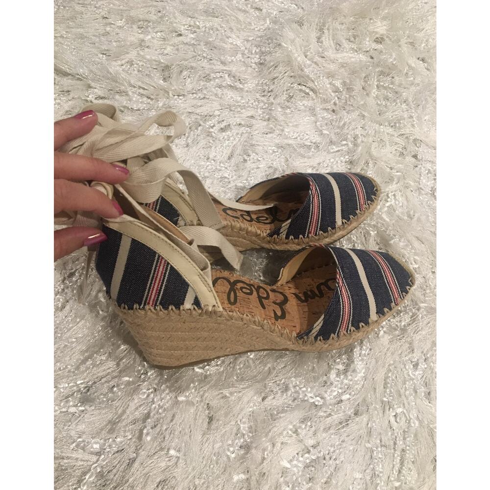 SAM EDELMAN Patsy Striped Wedges 9 - Picture 8 of 12